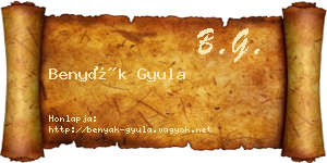 Benyák Gyula névjegykártya